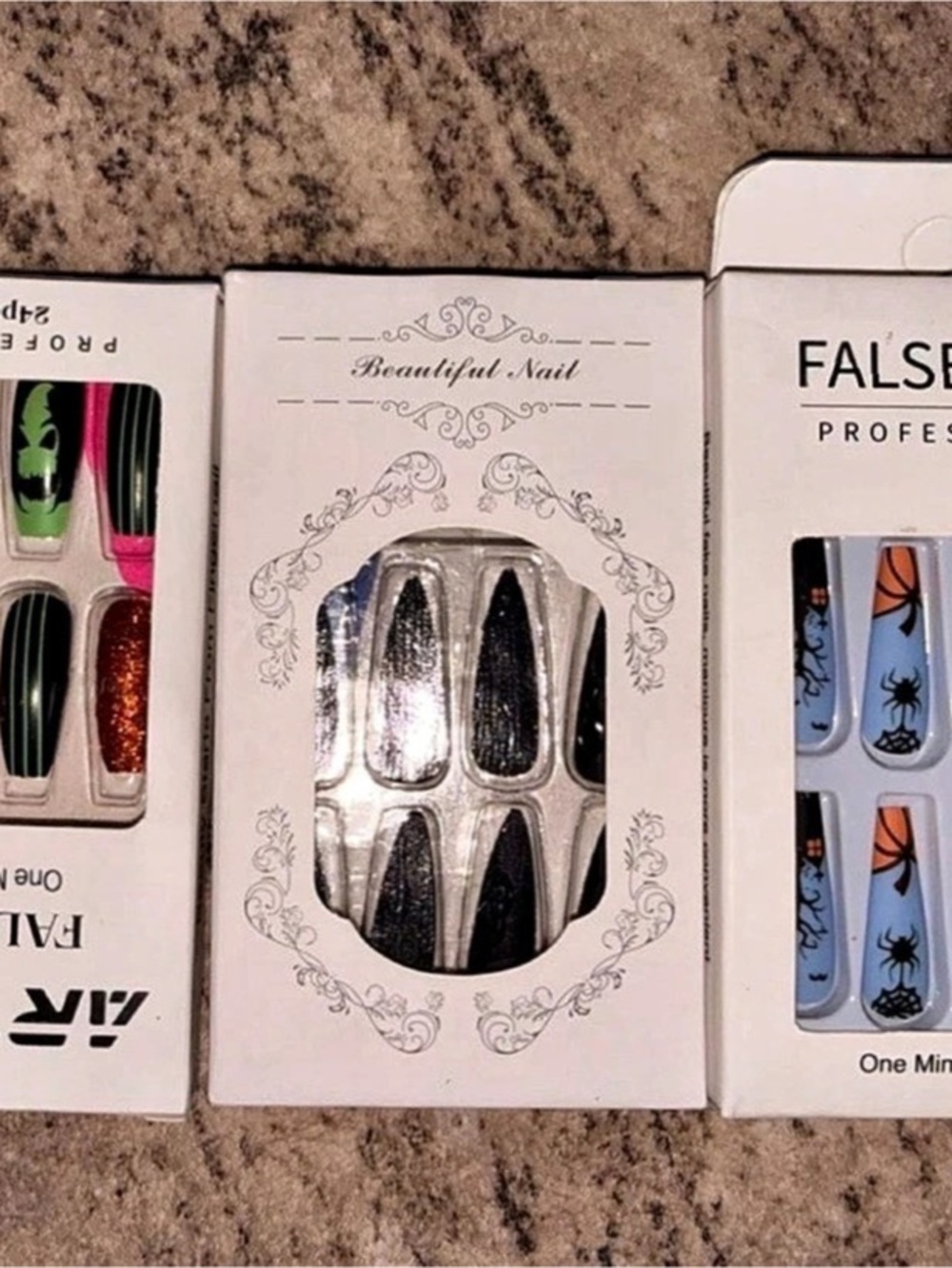 Press-On Nails Set Blue & Black